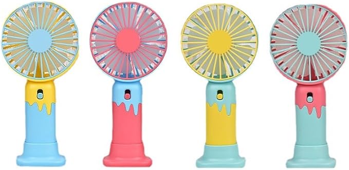 Portable Cartoon Fruit Handheld Fan – USB Rechargeable, 2-Speed Settings, with Base Stand