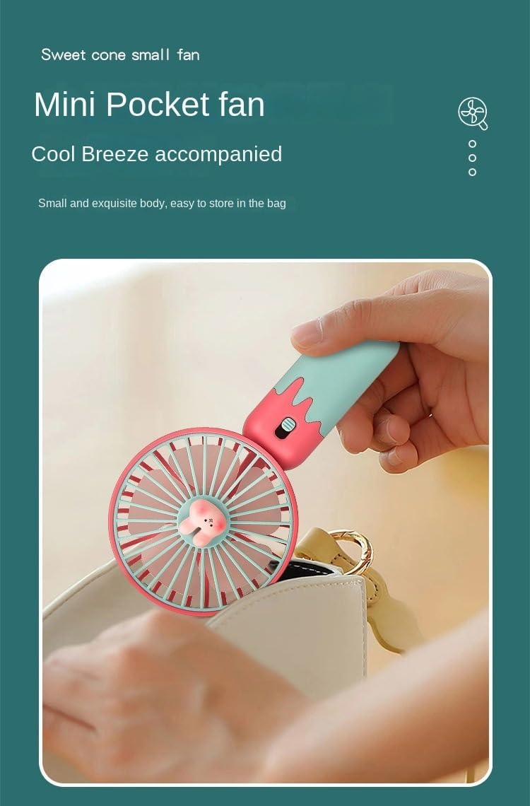 Portable Cartoon Fruit Handheld Fan – USB Rechargeable, 2-Speed Settings, with Base Stand