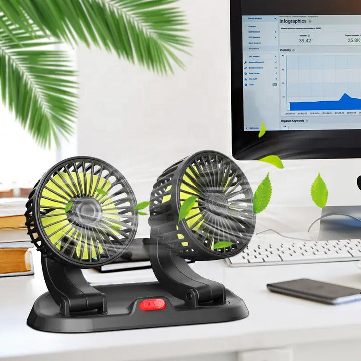 Multipurpose Double-Headed USB Vehicle Fan