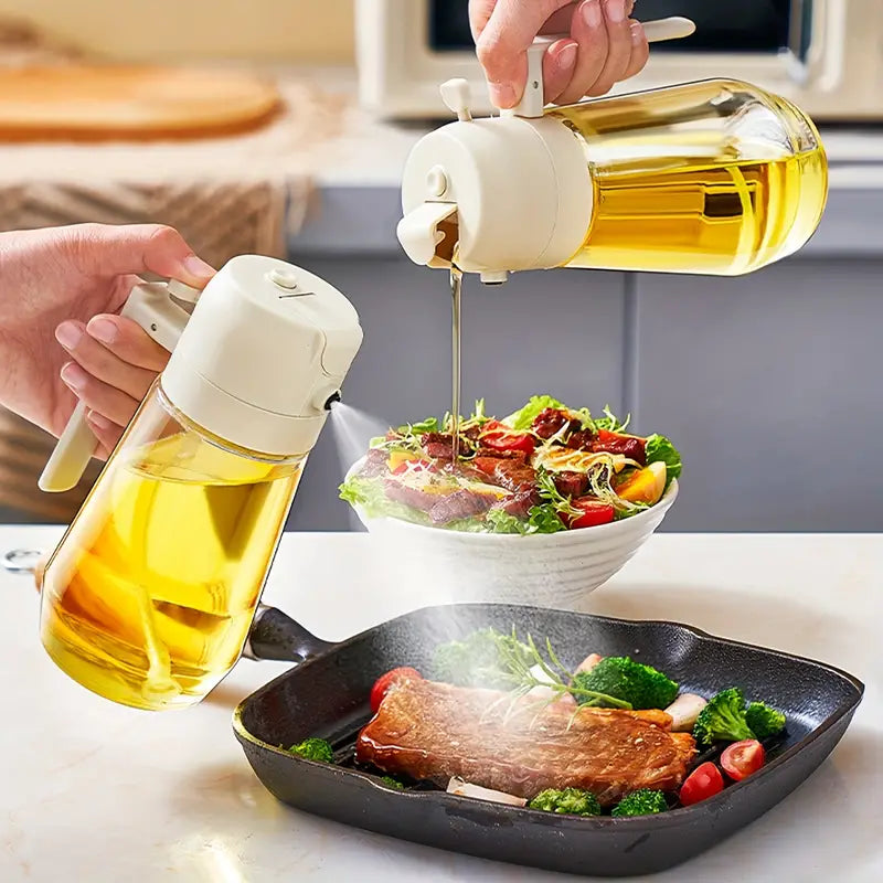 2 In 1 Oil Spray Glass Jug - 450ML