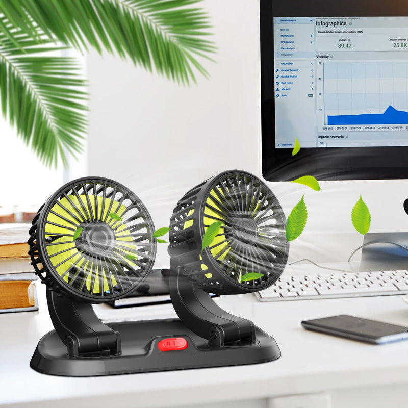 Multipurpose Double-Headed USB Vehicle Fan