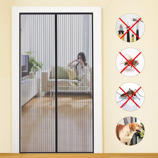 Magic Mesh Deluxe- Hands Free Magnetic Screen Door, Mesh Curtain Keeps Bugs Out