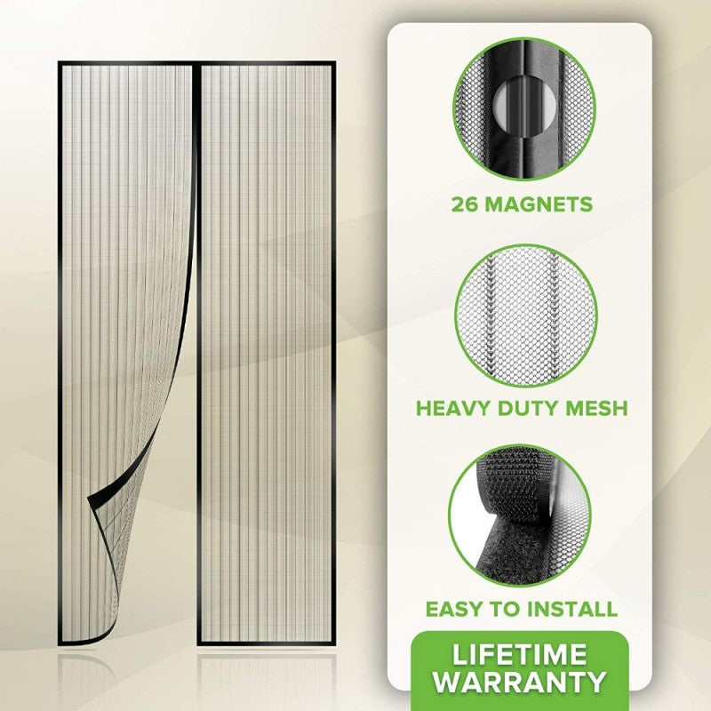 Magic Mesh Deluxe- Hands Free Magnetic Screen Door, Mesh Curtain Keeps Bugs Out