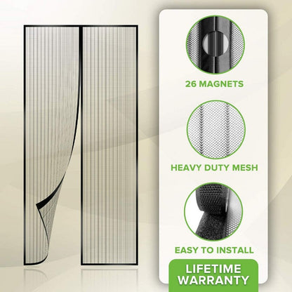 Magic Mesh Deluxe- Hands Free Magnetic Screen Door, Mesh Curtain Keeps Bugs Out
