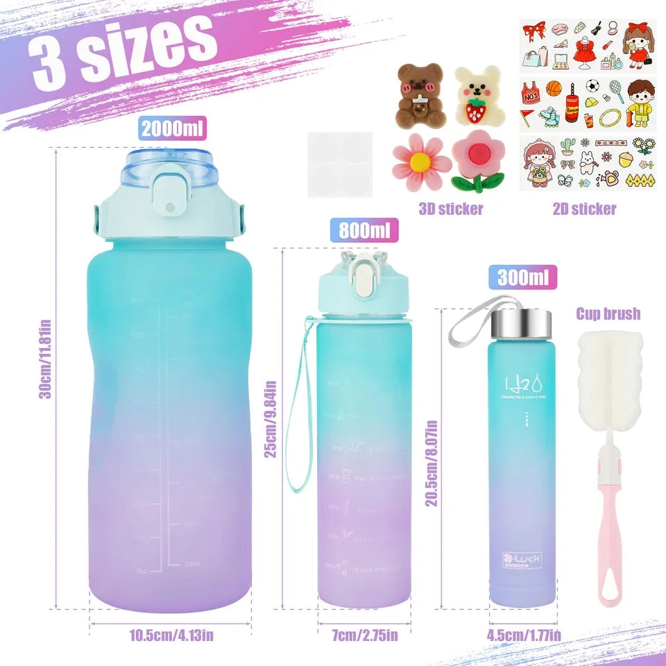 3 Pcs Cute Water Bottle Set