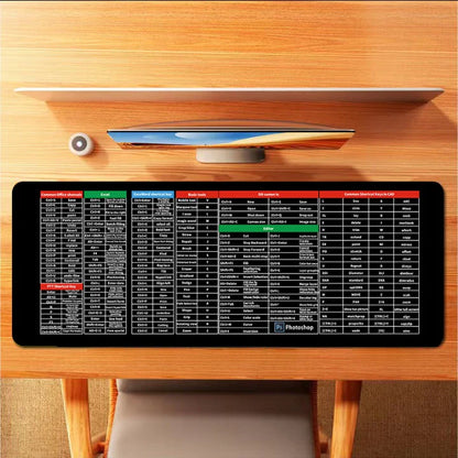 Shortcut Keyboard Mat (30x80cm) – Extended Computer Mouse Pad with Office Software Shortcuts Pattern for Gamers, Office, and Home