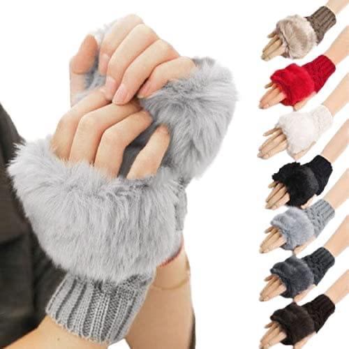 Winter Faux Rabbit Fur Gloves For Women