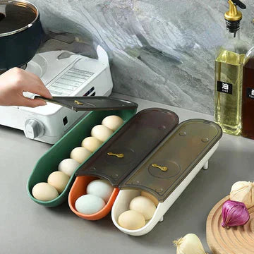 Auto rolling egg storage box