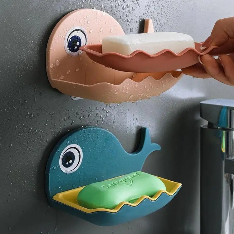 Whale shape soap box with drain system