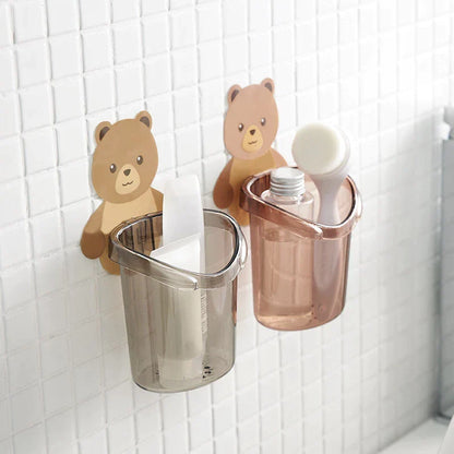 Wall Mounted Cute Bear Shape Toothbrush Holder