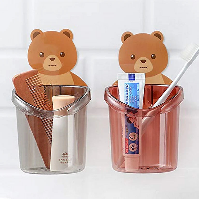 Wall Mounted Cute Bear Shape Toothbrush Holder