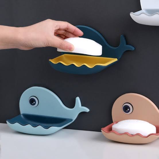 Whale shape soap box with drain system