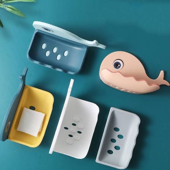 Whale shape soap box with drain system