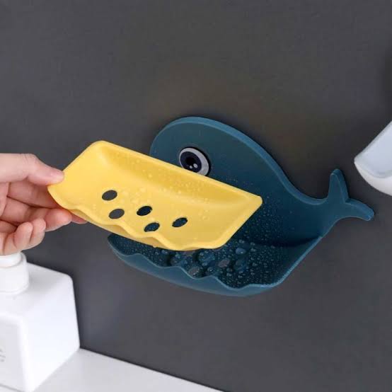 Whale shape soap box with drain system