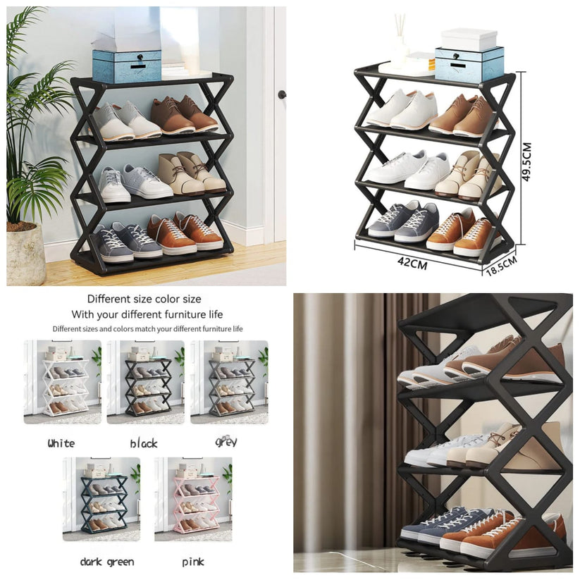 X-Type 4 Layer Foldable Fashion Shoe Organizer Stand