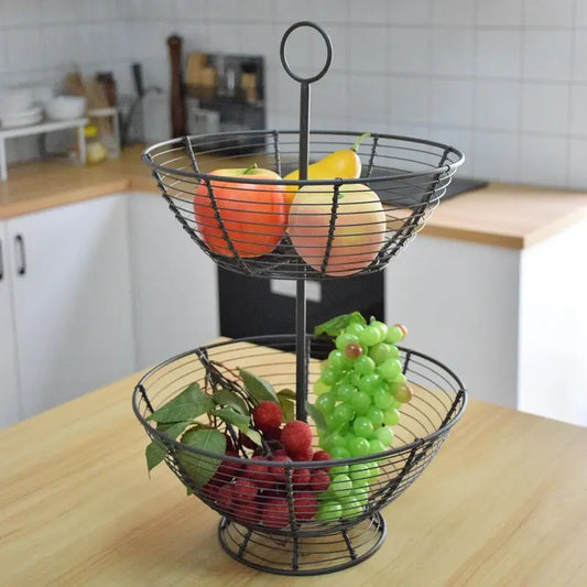 2 Tier Metal Fruit and Vegetable Basket for Kitchen