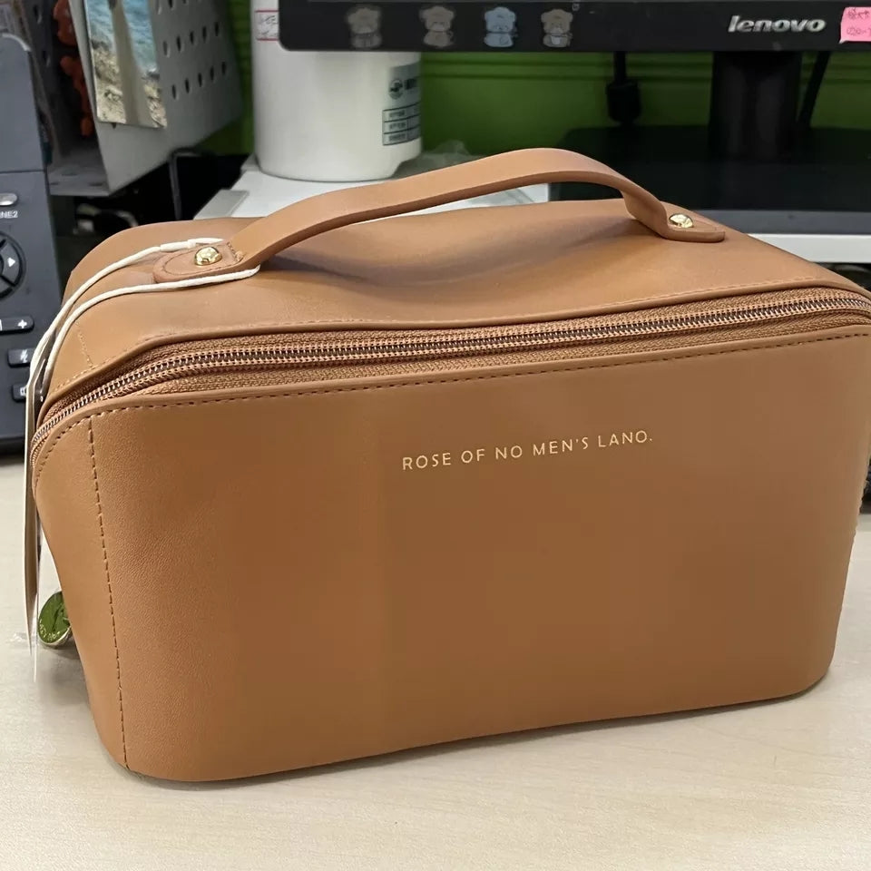 Large capacity leather Travel Cosmetic Bag