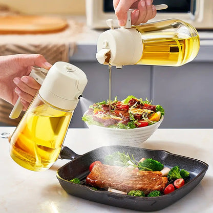 2 In 1 Oil Spray Glass Jug - 450ML