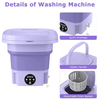 Foldable Electric Mini Washing Machine With Dryer Option (Box Packing)