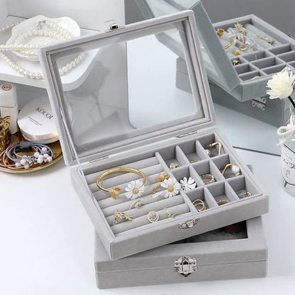Multi Grid Velvet Jewelry Box