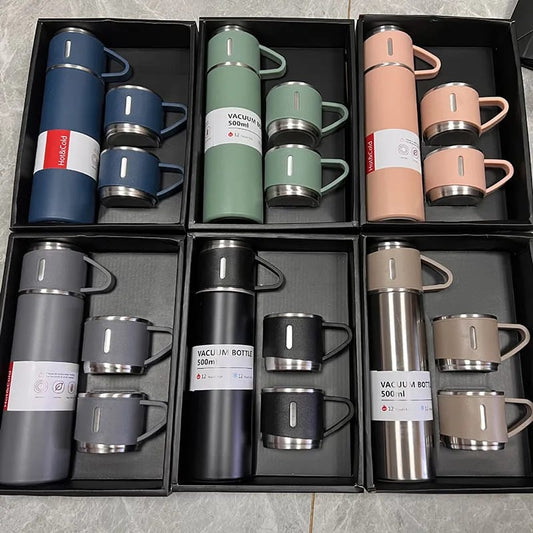 Stainless Steel Vacuum Thermal Flask Set (3 in 1)