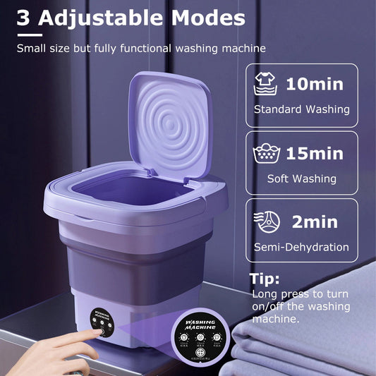 Foldable Electric Mini Washing Machine With Dryer Option (Box Packing)