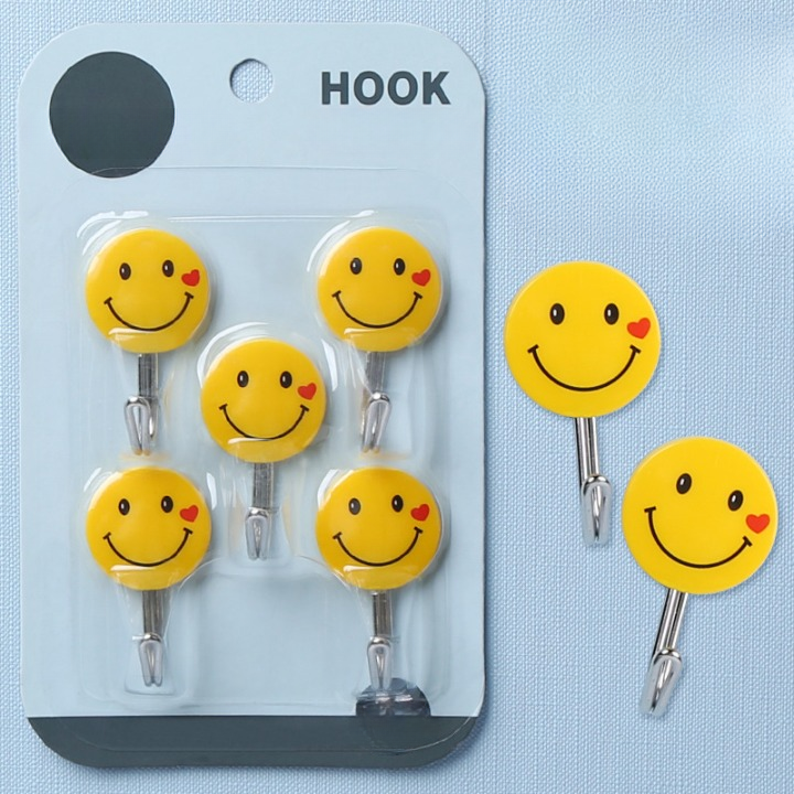 Smiley Face Sticky Hooks (Pack of 5)