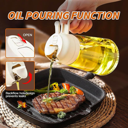 2 In 1 Oil Spray Glass Jug - 450ML