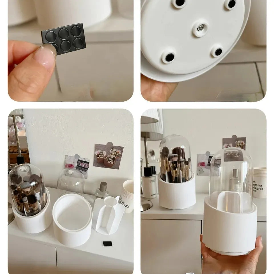 360° Degree rotating makeup brush organizer