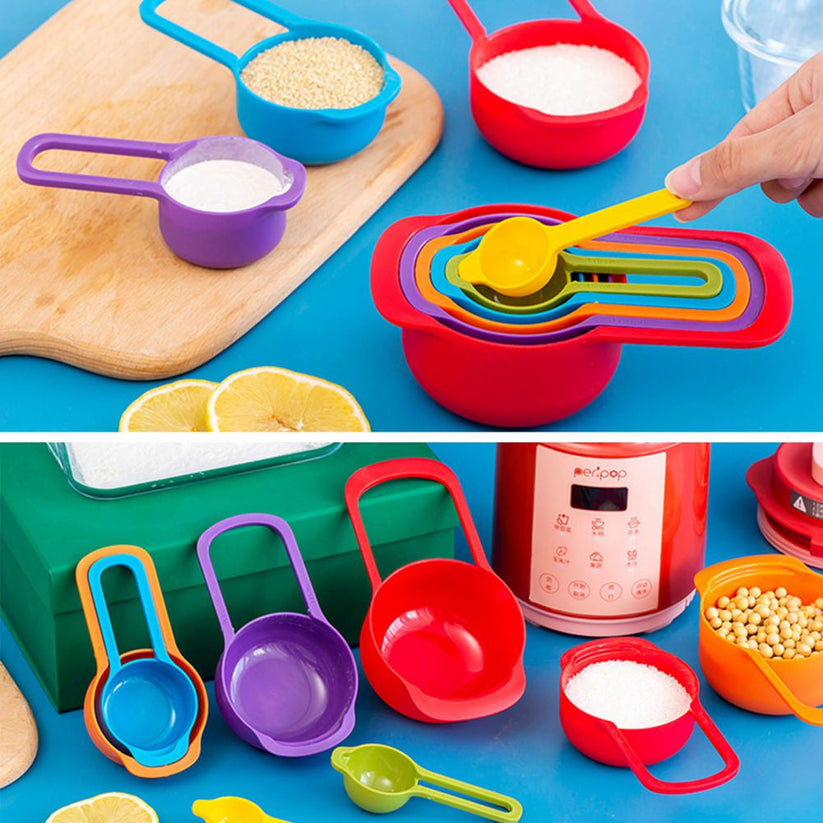 6pcs Plastic Measuring Spoon Set with Scale Measuring Cup