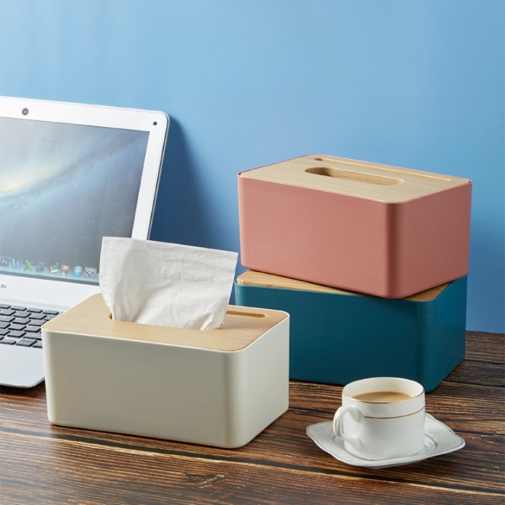 Tissue Box Holder With Phone Stand Slot Design