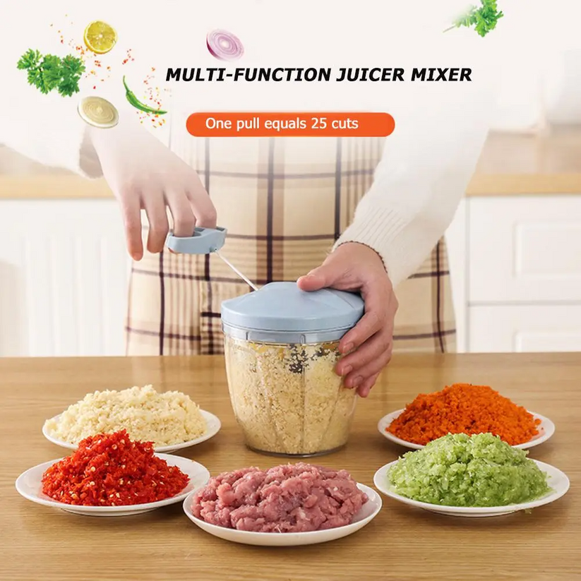 Multifunction Portable Hand-pull Manual Chopper Masher (5 Blades)